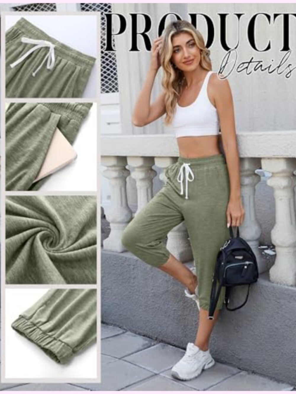 3 Pack Women's Capri Sweatpants Joggers High Waisted Athletic Lounge Pants with - Picture 5 of 6